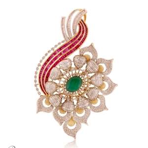 Beautifully Crafted Diamond Pendant Set with Matching Earrings in 18k gold with Certified Diamonds - PD1426P